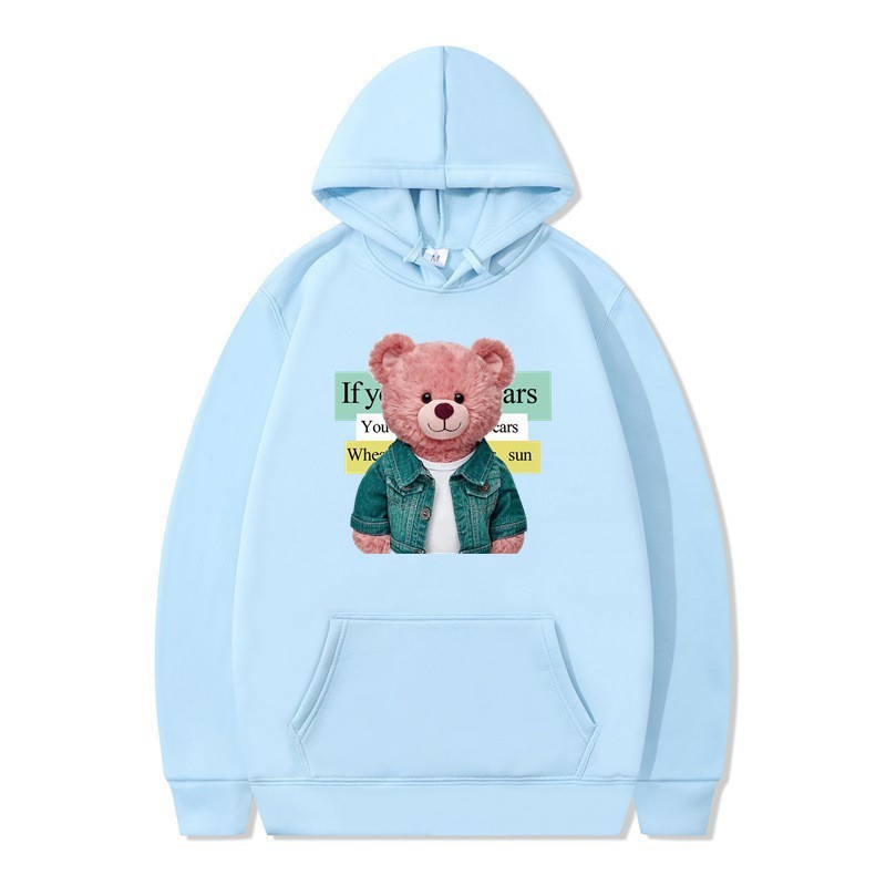 Bear Print Women's Long Sleeve Hooded Sweatshirt Bulk — image 21