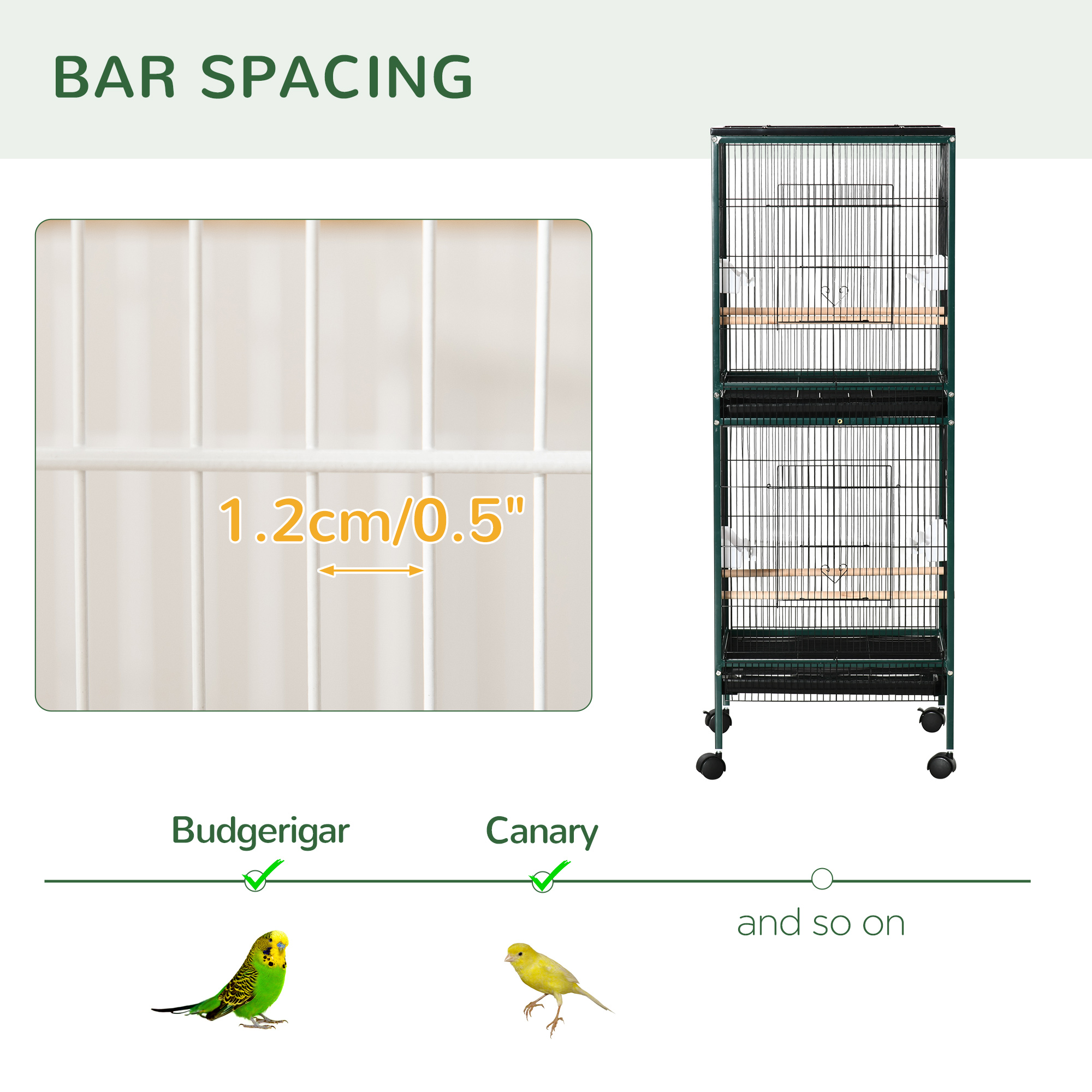 Caja para Aves Grande de 55" con Diseño Aviario Multidireccional, Color Verde — imagen 5
