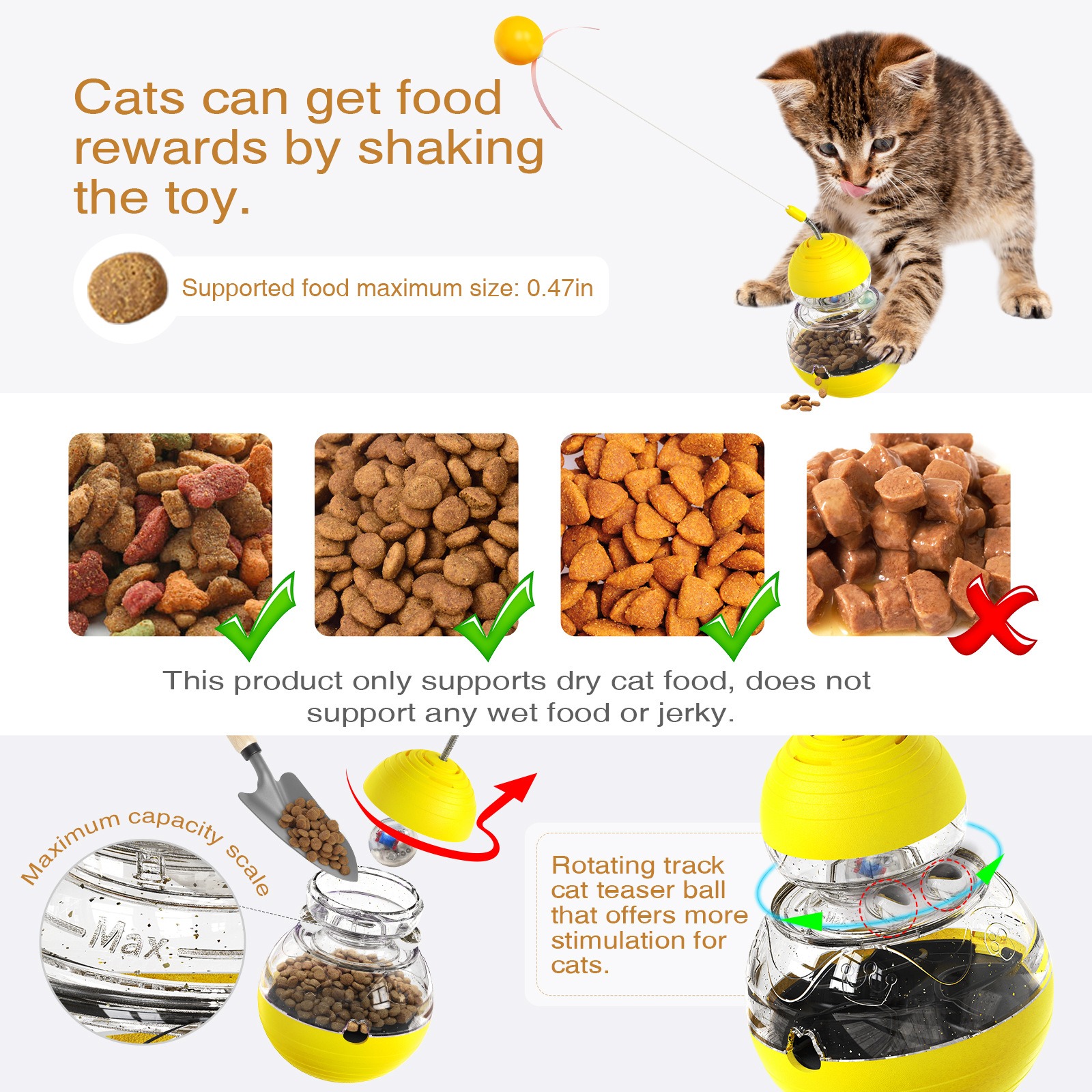 The tumbler spins a cat teaser stick and emits a glowing cat toy food dispenser — image 5