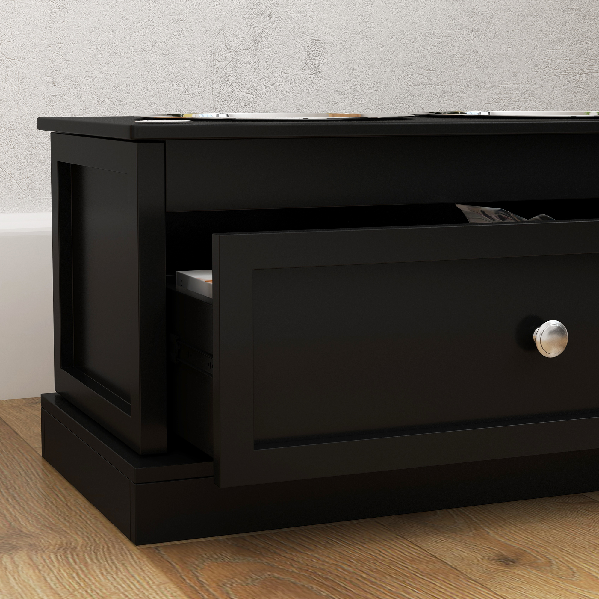 Platos para Perros Elevados con Caja de Almacenamiento, Soporte para Comida y Agua de Perro, Negro — imagen 5